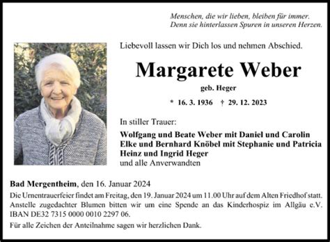 Traueranzeigen Von Margarete Weber Trauerportal Ihrer Tageszeitung