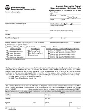 Fillable Online Wsdot Wa DOT Form 224 005 Access Connection Permit