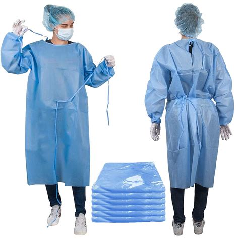 Blue Disposable Isolation Gowns, Fluid Resistant Polyethylene, 30 Count