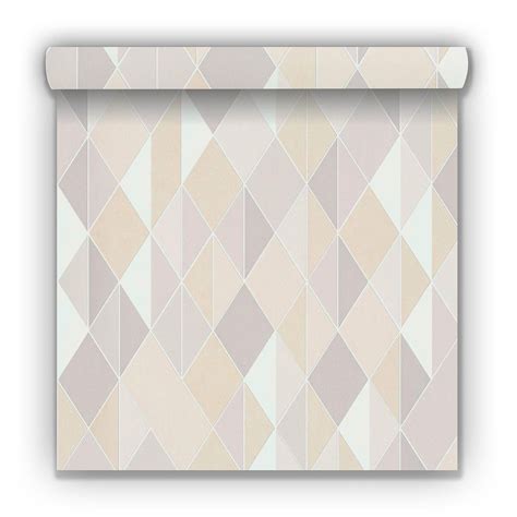 Papier peint intissé Milano Arlequin gris clair et nude Leroy Merlin