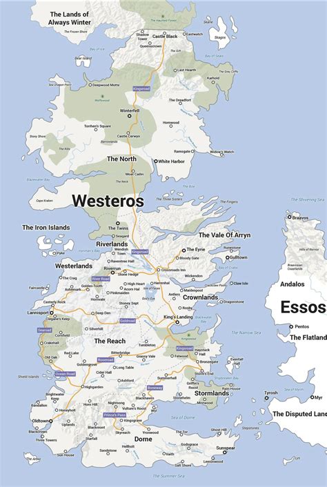 Detailed map of Westeros. : r/gameofthrones