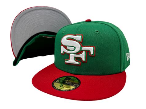 San Francisco 49ers Fitted New Era 59Fifty Green Red Cap Hat Grey UV ...