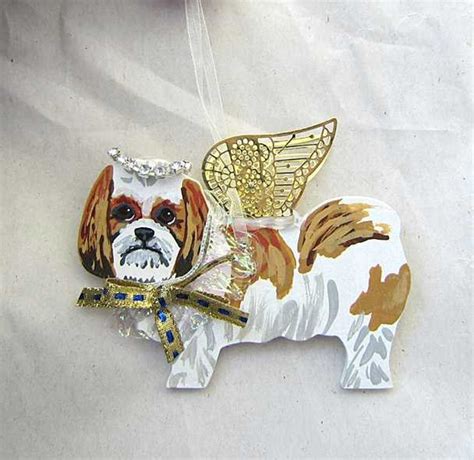 Hand Painted SHIH TZU Gold Wht Metal Wing Angel Wood Etsy