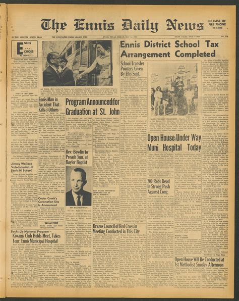 The Ennis Daily News Ennis Tex Vol No Ed Friday May