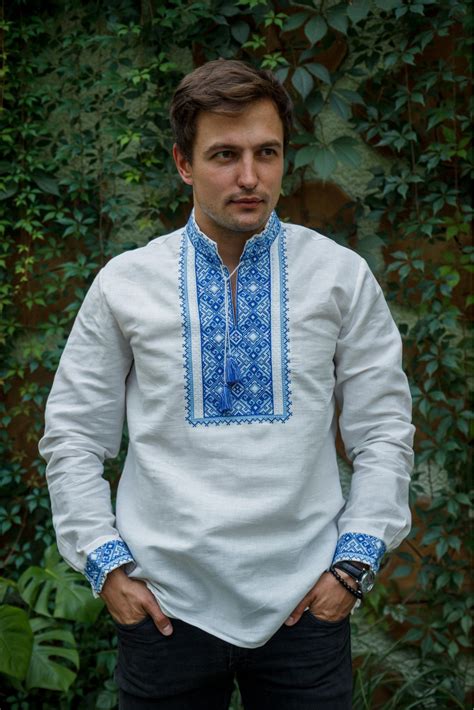 Linen Shirt Ukrainian Vyshyvanka Mens Embroidered Shirt Etsy