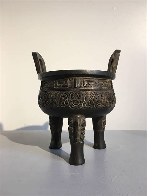 Chinese Archaisit Cast Bronze Ding Tripod Censer Early Th Century