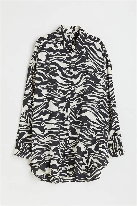 Oversized Blouse Black Zebra Print Ladies Handm Gb