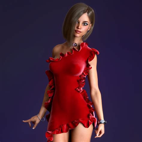 2932x2932 Red Dress Girl 3d Cgi 4k Ipad Pro Retina Display Hd 4k