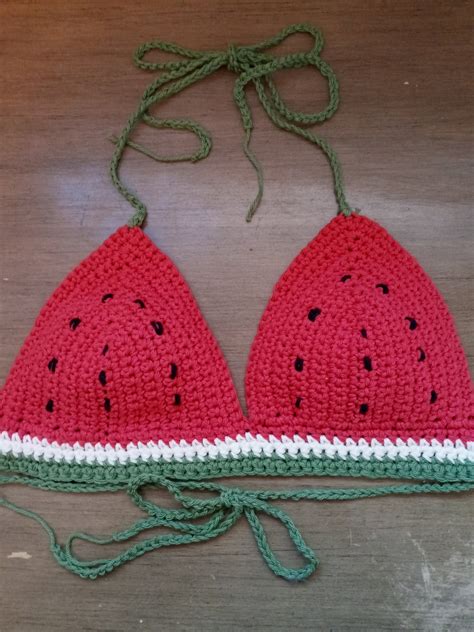 Crocheted Watermelon Bikini Top Bralette Summerwear Etsy