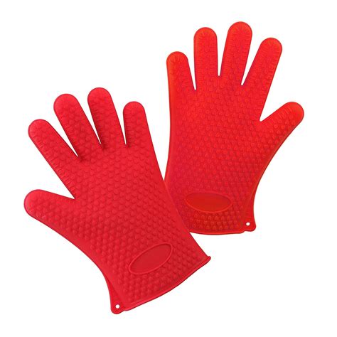 1 Pair Heat Resistant Silicone Oven Gloves Flexible Five Finger Oven