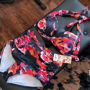 Beachqueen Swim High Waisted Floral Retro Bikini Poshmark