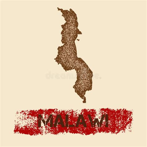 Malawi Map Rough Outline Against The Backdrop Of Stock Vector