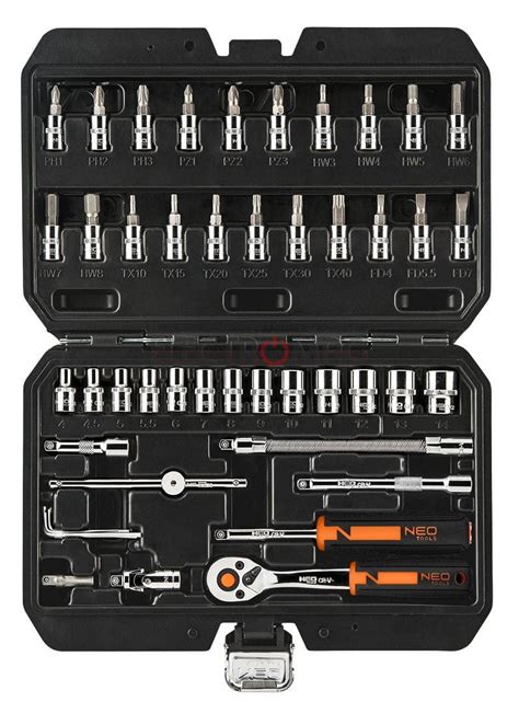 Neo Tools 10 004 Zestaw kluczy nasadowych CRV 1 4 46 elementów