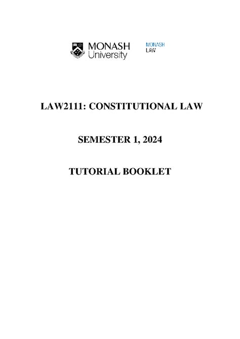 2024 S1 Tutorial Booklet Law2111 Constitutional Law Semester 1 20