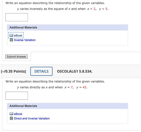 Solved Write An Equation Describing The Relationship Of The