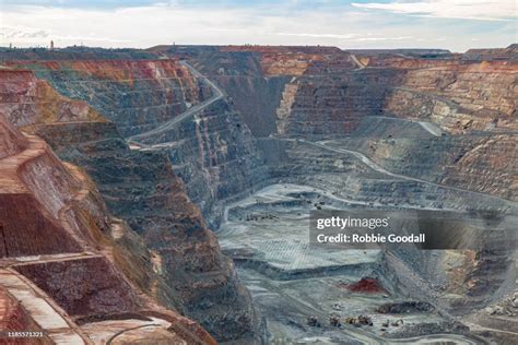 mining trucks working   super pit open cut gold  kalgoorlie