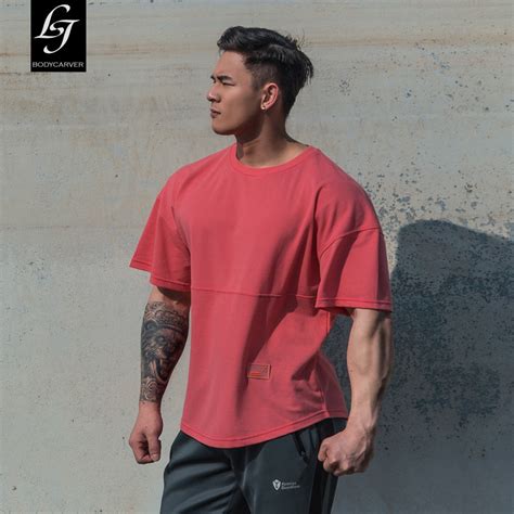 Ig Hot Men Gym Oversized T Shirt Colors Cotton Round Collar Short