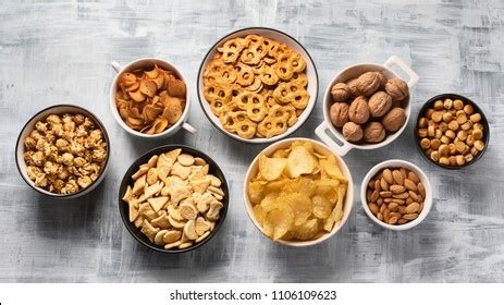 Different Kids Snacks Chips Nuts Popcorn Stock Photo 1099263065 ...