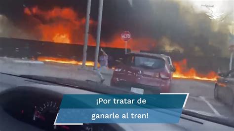 Pipa De Combustible Explota Al Tratar De Ganarle El Paso Al Tren En