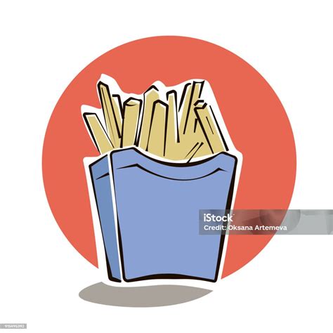 French Fries In Red Paper Box Cartoon Vector Illustration Stock Illustration Download Image