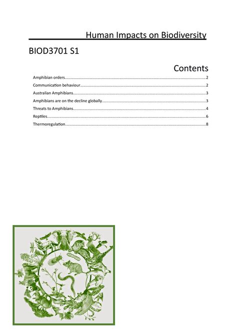 Human Impacts On Biodiversity Notes Iooo Oo Human Impacts On Biodiversity Biod3701 S Biod3701