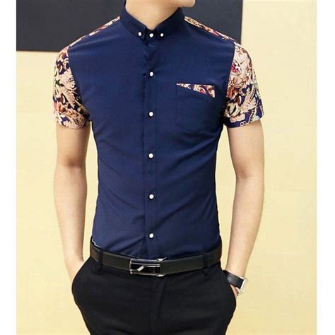 Fashion Style Turn Down Collar Floral Print Color Block Short Sleeves