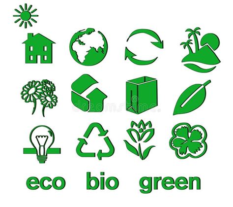 Set Of Green Eco And Bio Icons Stickers And Tags Stock Vector Illustration Of Energy Element