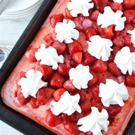 Easy Strawberry Poke Cake With Whipped Topping And Real Strawberries