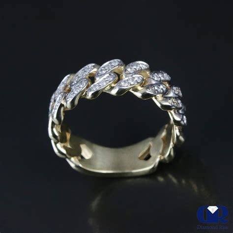 Mens Diamond Cuban Ring In 14k Yellow Gold Diamond Rise Jewelry