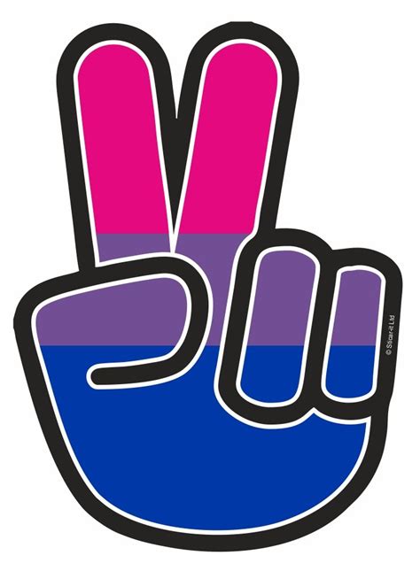 Hippy Style Peace Hand With Lgbt Bisexual Pride Flag Motif External