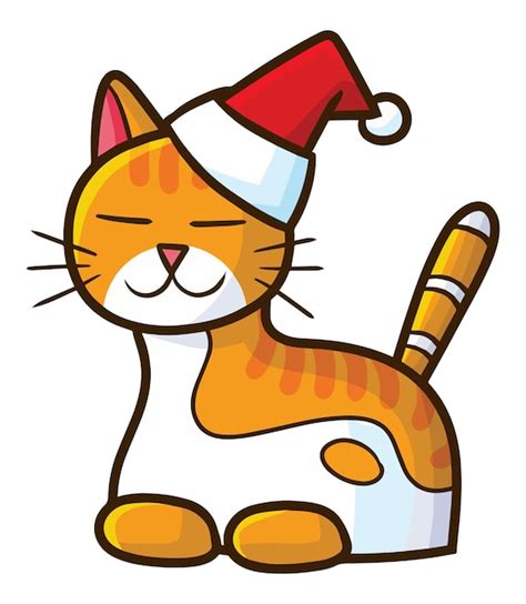 Ilustración de gato de navidad naranja lindo y tranquilo | Vector Premium