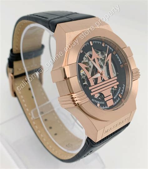 Maserati R8821108039 Potenza Automatic Rose Gold Tone Leather Strap Men