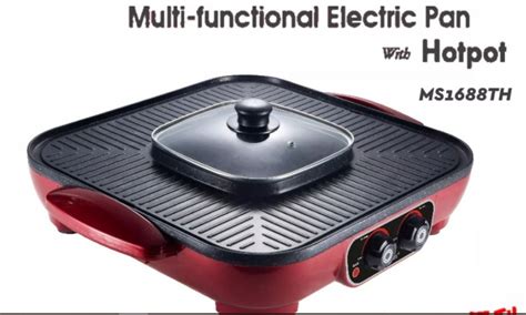 Morries Pan With Hot Pot Electric BBQ Hotpot Steamboat Glass Lid TV Home Appliances