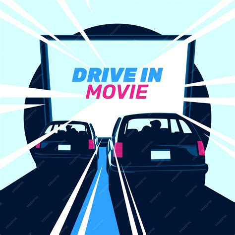 Drive in movie illustration | Premium Vector