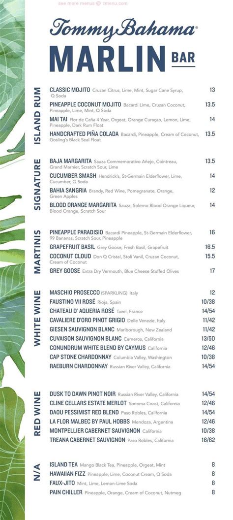 Online Menu Of Tommy Bahama Marlin Bar Store Restaurant Lahaina