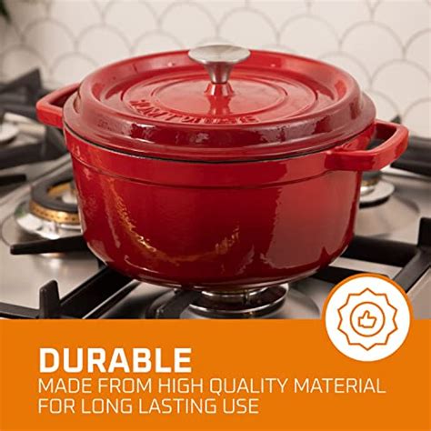 Bruntmor Pre Seasoned Qt Enameled Cast Iron Round Dutch Oven