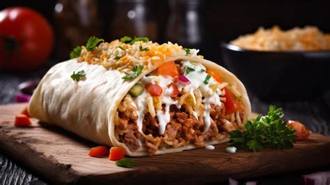 Un burrito con una guarnición de queso y verduras Foto Premium