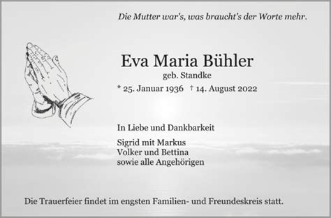 Traueranzeigen Von Eva Maria B Hler Schwaebische De Trauerportal