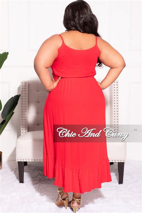 Final Sale Plus Size Spaghetti Strap Dress In Red Chic And Curvy