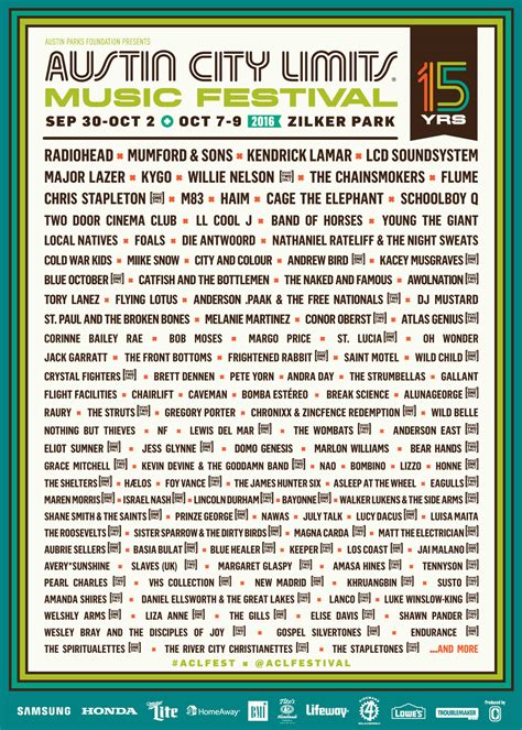 Austin City Limits Lineup 2016