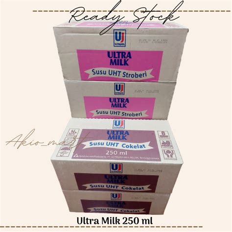 Jual Susu Uht Ultra Milk 250 Ml 1 Dus Karton Isi 24 Pcs Shopee