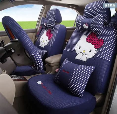 Blue Hello Kitty Polka Dot Car Seats Cover Leopard Kitty Fan S Car Decoration Car Accessories In