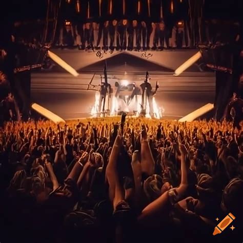 Singer Performing On A Gold Stage With A Cheering Crowd On Craiyon