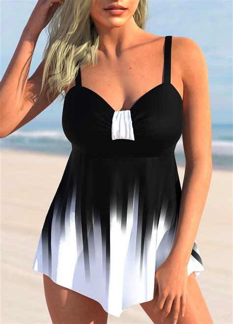 Ombre Asymmetric Hem Wide Strap Swimdress Top Usd 3798