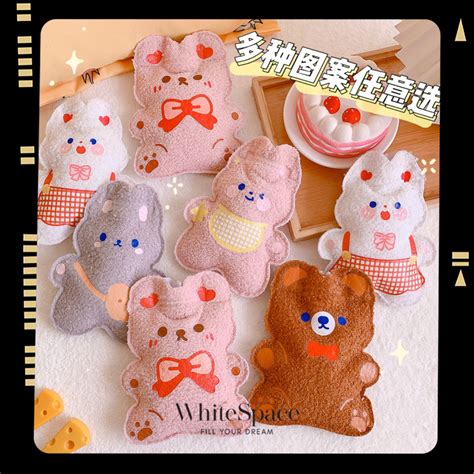 Whitespace Ins Mini Cute Cartoon Plush Hot Water Bag Rubber Heater Warmer Heat Cold Tungku Air
