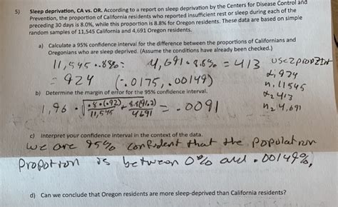 Solved Sleep Deprivation Ca Vs Or According To A Chegg