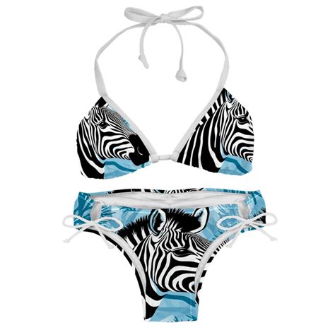 Zebra Detachable Sponge Adjustable Strap Bikini Set Two Pack For