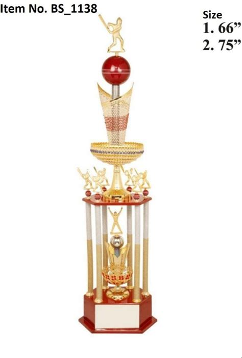 Golden And Red Brass BS 1138 Big Metal Cricket Sports Trophy At Rs 873