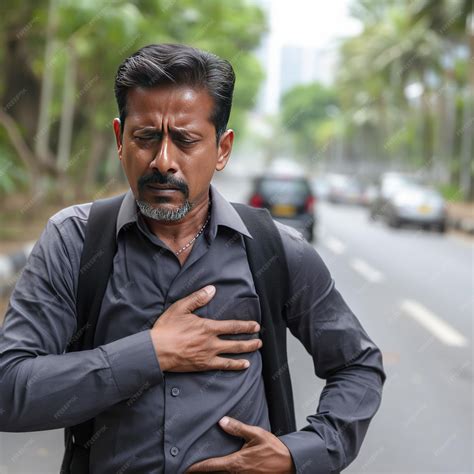 Premium Photo | Indian man feeling heart pain on street