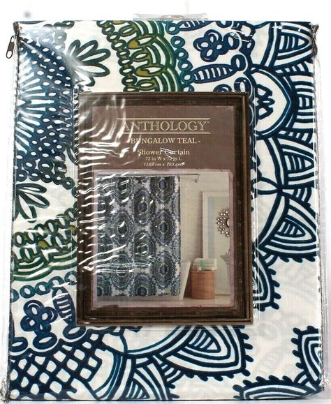 Anthology Bungalow Teal 72 X 72 Shower Curtain 100 Cotton Machine